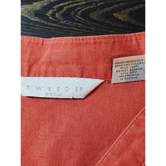 Tweeds Woman Orange  Linen tunic Blouse button front 3/4 sleeves  Size 2X - Picture 9 of 10